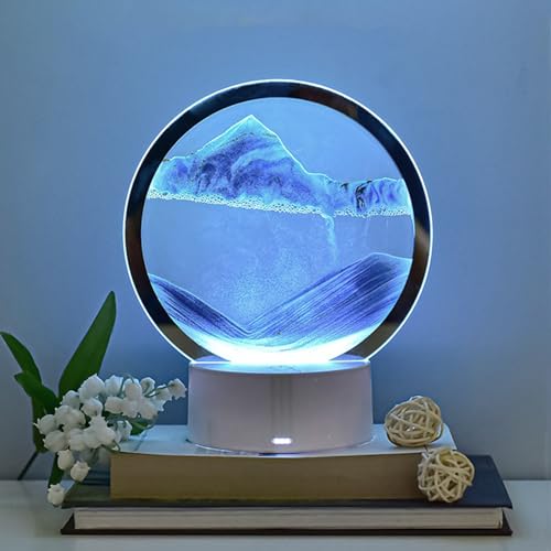 CRLKSSJX Moving Sand Art Lamp, 3DMoving Sand Art, Quicksand Bedside Lamp, Creative Glass Sand Painting Colorful Night Light, Home Relaxation and Office Decoration - image 1