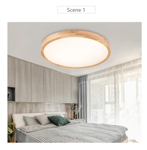 Plafond LED bois rond éclairage dimmable télécommande LEMPRIMATE