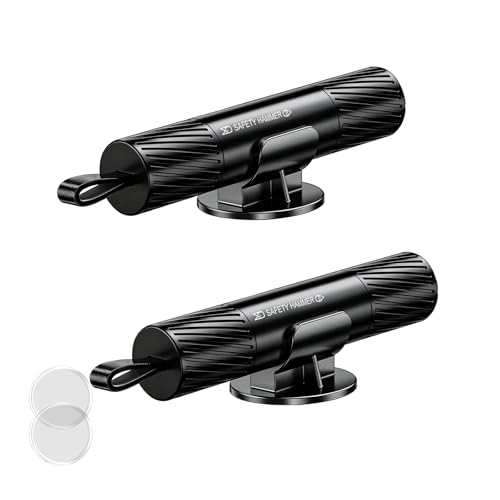 Image of Safe Hammer Glass Breaker Underwater, Car Hammer Window Breaker Seatbelt Cutter Emergency Kit Escape Tool, Car Accessories Safehammer Glass Breaker for Men (2Pack: Black)