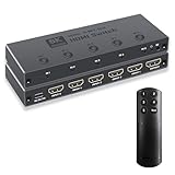Enbuer 8K HDMI 2.1 Switch, HDMI 2.1 Switcher 5 in 1 Out Supports CEC 8K@60Hz, 4K@240Hz, 1080P@480Hz, HDCP 2.3 HDR 3D Dolby Atmos VRR Compatible with PS5 Xbox Blu-Ray Player with IR Remote Controller