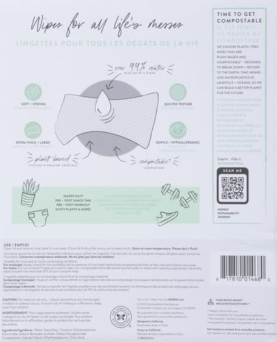Image of The Honest Company Hypoallergenic Multi-Use Baby Wipes for Sensitive Skin, Geo Mood 72 Count (Pack of 12)