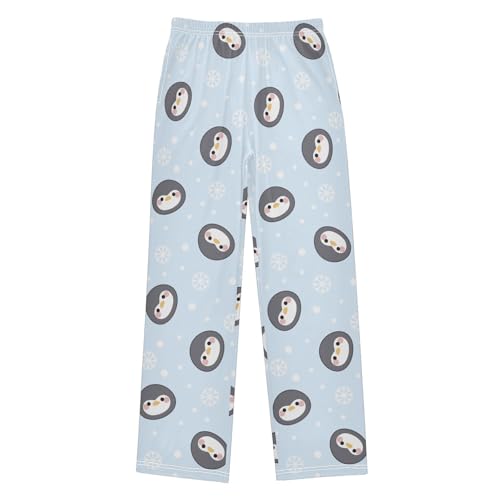 Cute Penguin Faces Snowflakes Boys Pants for Kids Jogger Pants with Pockets S-XL