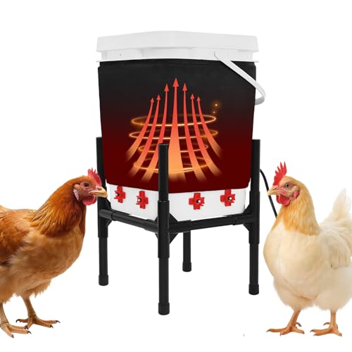 Heated Chicken Waterer 5 Gallon with Stand 20L Chicken Heated Poultry Waterer 8 Freeze-Proof Nipples with 4 Extras Chicken Water Heater for Winter Easy Clean Anti-Tip Design