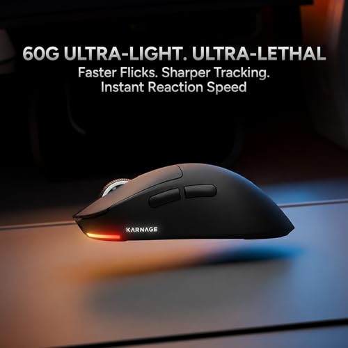 Image of KARNAGE by EVM Templar Tri-Mode Wireless RGB Gaming Mouse | 16000 DPI | 65g Lightweight | BT + 2.4G + Wired | 14 RGB Modes | Advance Software | 1000Hz Polling | PC /Mac | Black | 2 Years Warranty