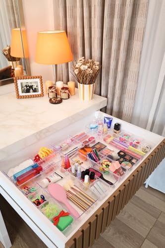 color house 30'lu Set Şeffaf Çekmece İçi Düzenleyici Modüler Makyaj Takı Organizer (Sert Plastik) Şeffaf Tek Ebat - Görsel 1