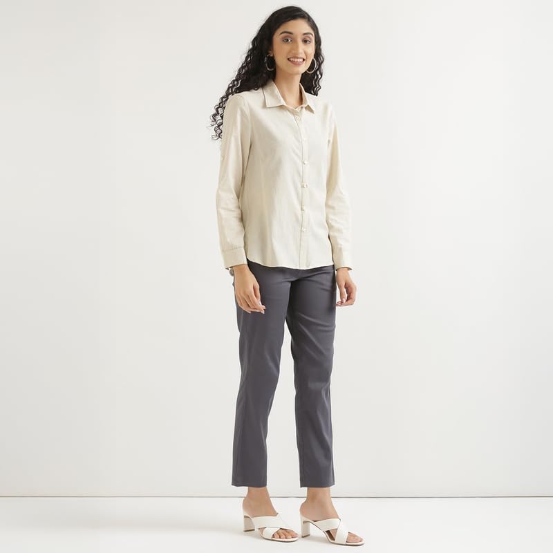 Image of SAADAA Airy Linen Shirt | Solid Regular Fit Casual Shirts Stylish for Women