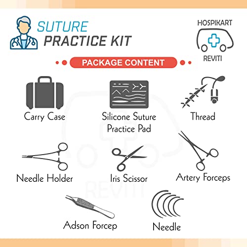 Image of REVITI 5 forceps Practice Kit with Large 14 cut Silicone Training Practice Pad Premium Quality with 2 Year Warranty