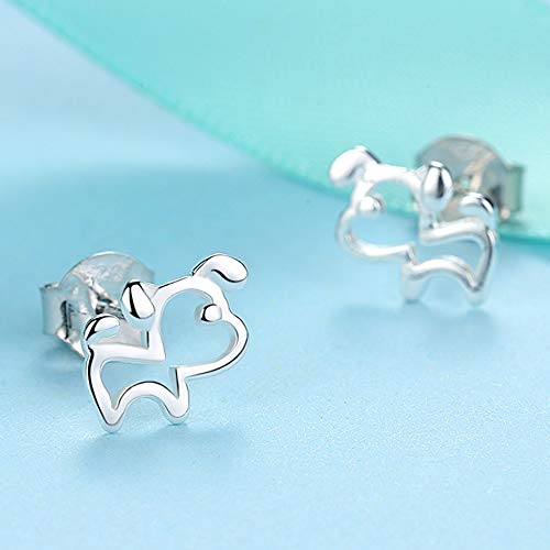 Gold Gala Ohrringe 925 Sterling Silber Mädchen Damen (Hund)