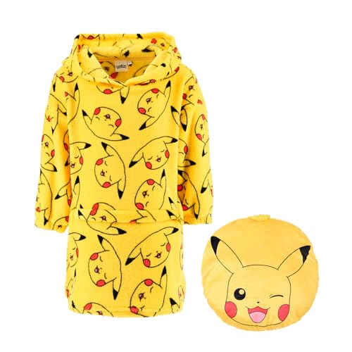 Pokémon Sudadera para Niño, Diseño Sudadera Polar Suave se Convierte en Cojin, Talla 10 Años