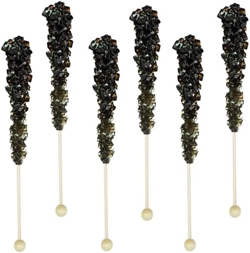 6-Pack Black Cherry Rock Candy Lollipops Pops Candy Suckers, Kosher Certified Individually Wrapped, 6.5" Inches (Black Cherry, 6-Pack)