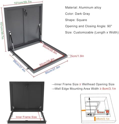Weatherproof Aluminum Roof Access Hatch, Skylight Lid for Attic, Basement & Sunroom Maintenance - Durable, Easy Access, Energy Efficient Cover