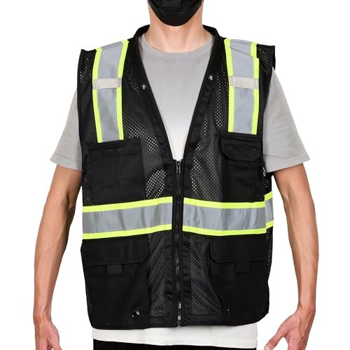 Image of Restaurantware Reflective Safety Vest 20 Count 29.213 x 30.315 Inches High Visibility Multi-Pocket Zipper Front Safety Vest