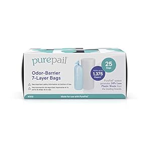 PurePail Classic Odor-Barrier 7-Layer Refill Bags (25 Count) – Block Odors with No Added Fragrance – Less Waste, No…
