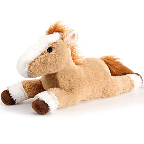Lenwen Large Horse Stuffed Animal 20 Inch Brown Spotted Plush Toy Horse Giant Plush Horse Gift For Horse Themed Party Valentine's Day Birthday Party Favors, Lying Style #TOP27