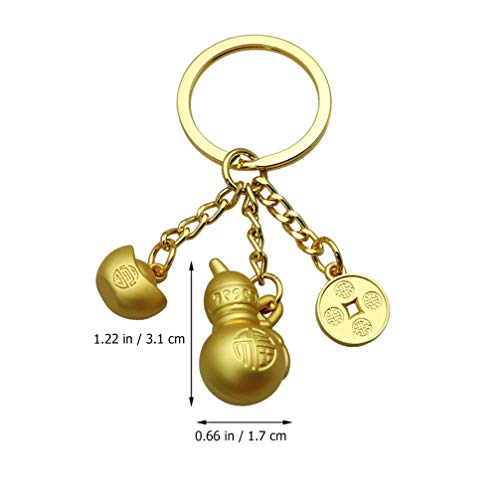 VORCOOL Chaveiro Feng Shui Chaveiro de latão chinês cuia Wu Lou chaveiro Feng Shui com lingote de ou