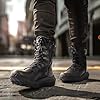 NORTIV 8 Men's Breathable Tactical Military Work Boots Side Zipper Leather Lightweight Hiking Motorcycle Combat Boots 8 Inches Peakforce,Size 11,Black,SNMT242M #1