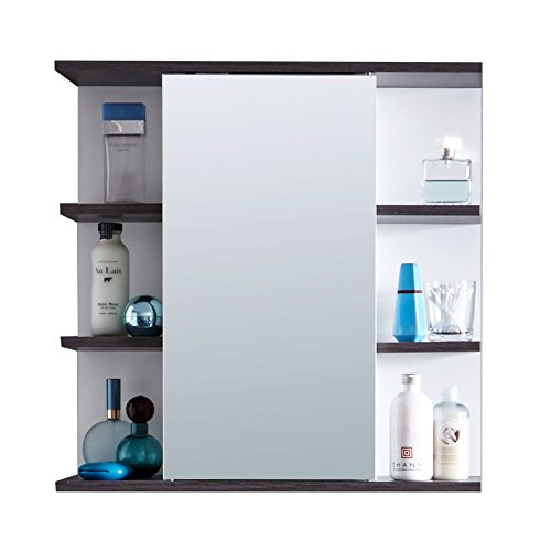 trendteam smart living Badezimmer Spiegelschrank Spiegel California, 60 x 60 x 20 cm in Weiß, Absetzung Rauchsilber mit viel Stauraum und offenem Fächern Cover