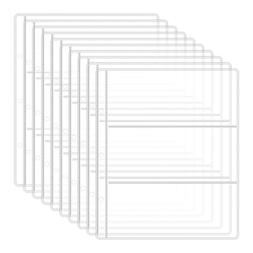 ROLOWAY 3 Pockets Bill Pages, 10 Sheets Refill Sleeves Compatible with ROLOWAY Album, Pocket Size 6.89 x 2.95 Inches