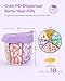 AMOOS Cute Pill Dispenser with 7 Large Compartments, Portable Pill Bottle Organizer with Wide Opening for Easy Use, Anti-Mix Pill Organizer for Travel, BPA-Free Pill Container, Purple