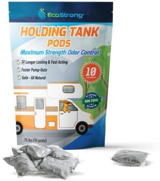 Eco Strong RV Black Tank Treatment | Toilet Drop-Ins | Control Odors and Waste Digester | Perfect for Campers, RVs, Boats (Pack of 10)