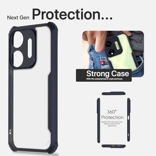 Image of Pikkme itel P55 5G Back Cover | Crystal Clear Transparent Back | Ultra Hyrbid | Full Camera Protection | Raised Edge | Bumper Back Case (Blue)
