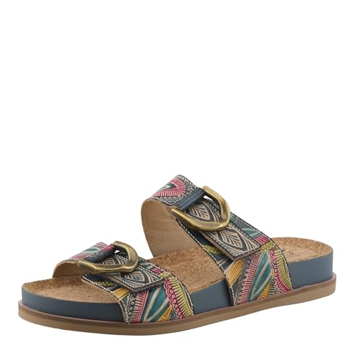 L'Artiste by Spring Step Women's Glaze Sandal, Blue Multi, 8.5