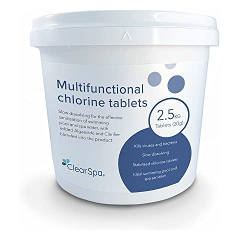 ClearSpa Multifunctional Chlorine Tablets 2.5kg - 20g Tablets Suitable for Hot Tub, Spa and Swimming Pool Treatment… Cover