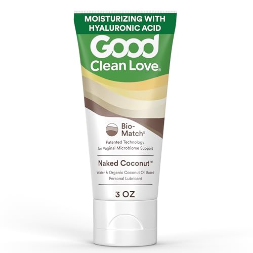 Good Clean Love Naked Coconut Organic Coconut Oil & Water-Based Lube, Personal Lubricant with Hyaluronic Acid. Safe for Adult Toys & Condoms, pH-Balanced, Intimate Wellness Gel for Men & Women, 3 Oz