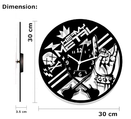 Horloge Murale de Musicien de Heavy Metal Musique Batterie Guitare Rock Basse – Image 3
