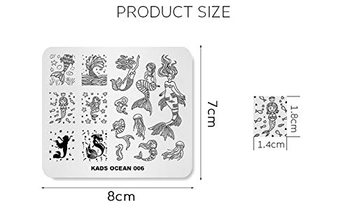 KADS Stamping Platten für Nail Art Ozean Meerjungfrau Vorlage Bild Platte Schablone Nägel Werkzeug (OC006) – Bild 5
