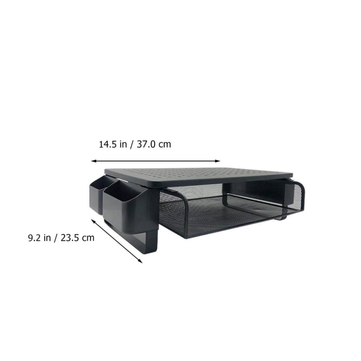 Rehausseur D'écran en Fer Noir Panneau Multi-trous et Rangement Clavier
