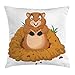 ABAKUHAUS Groundhog Day Collection Housse d'oreiller, Marmot en Terre Trou, Taie d'oreiller Décorative Carrée, 45 cm x 45 cm, Ginger Peach et Ambre