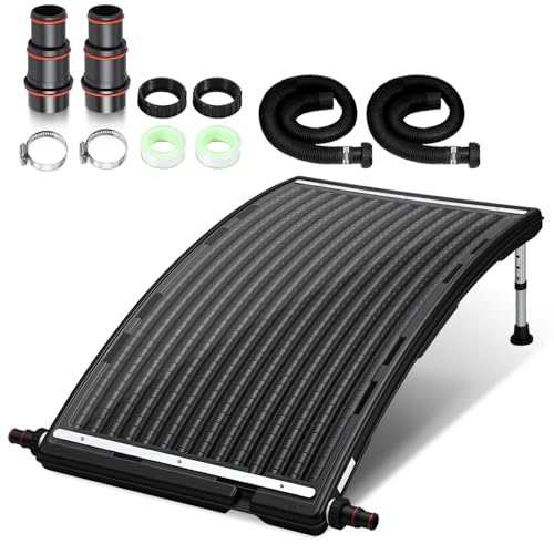 Ollewiellan Calefacción solar para piscina, colector solar, 110 x 65 x 35 cm, altura regulable, calefacción solar para piscina de 10000 L/H, conexión de 38 mm, ampliable, para agua caliente, ducha de