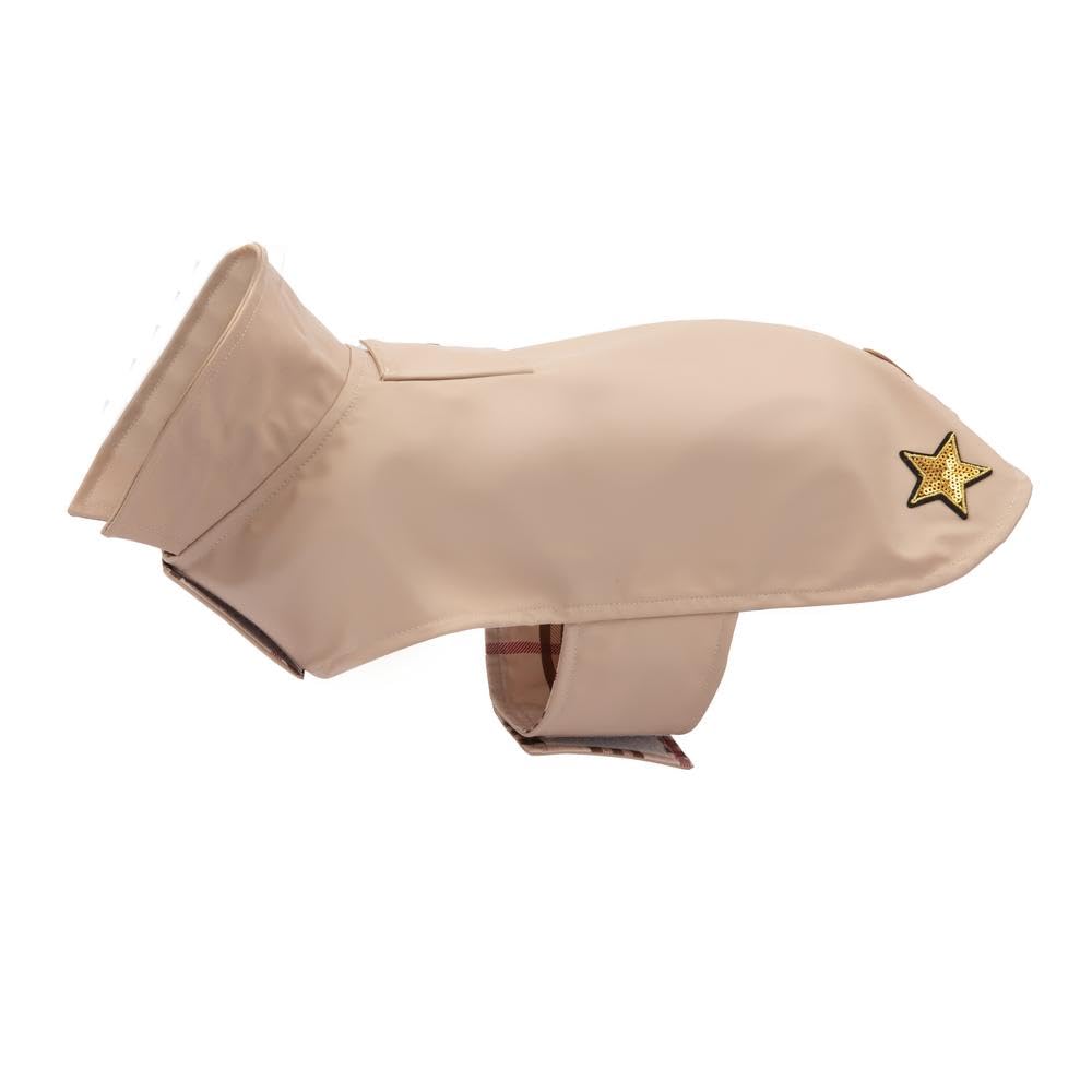 Imperméable pour chien beige 35 cm - vêtement de pluie et coupe-vent ajustable