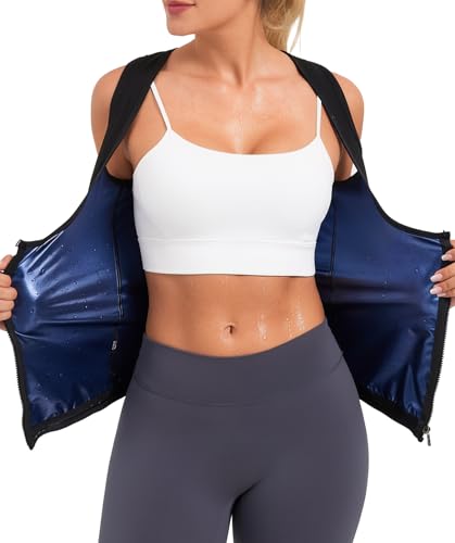 Dulchany Sauna Sweat Suit for Women Waist Trainer Vest Workout Compression Tank Top Shaper with Zipper