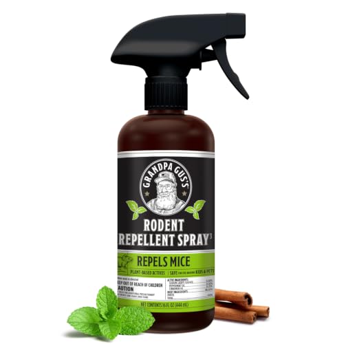 Grandpa Gus's Rodent Repellent Spray - Peppermint Oil Spray for Rodents & Mice - Plant-Based Mouse Deterrent for Cars, RVs, Garages & Indoor Spaces - Non-Staining Formula - 16 oz