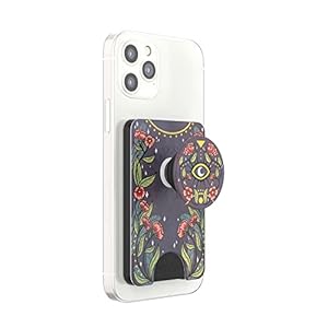 PopSockets Phone Wallet with Expanding Grip, Phone Card Holder, Wireless Charging Compatible, Wallet Compatible with MagSafe – Floral Bohemian