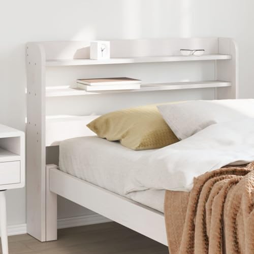Refined Cabecero de Cama con estantes Madera Maciza Pino Blanco 100 cm