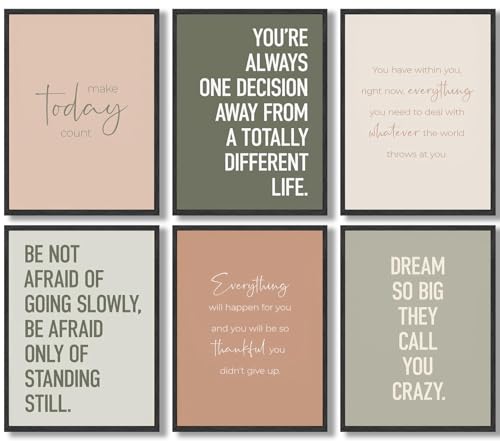 KBIERQN 6Pcs Inspirational Quotes Wall Art Office Motivational Poster Prints