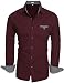 HOTOUCH Men's Regular Fit Dress Shirt Casual Button Down Shirt Wine Red L