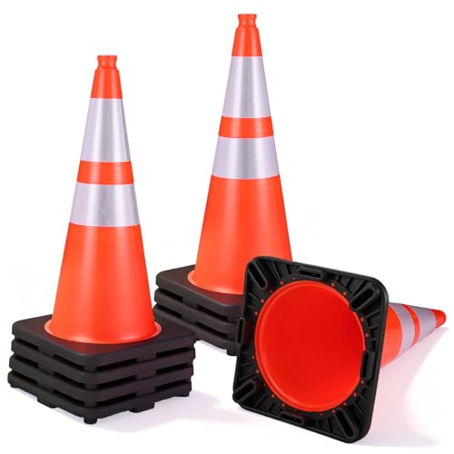 GOCHIFIX 28-Inch Traffic Cones with Reflective Collars (8 Pack)