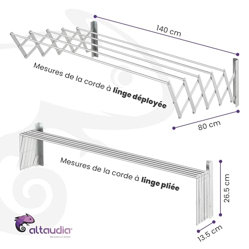 Séchoir mural rétractable 140cm de balcon extensible et compact - 3