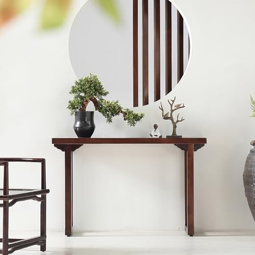 Consola rústica de madera maciza para entrada y pasillos estrechos 4