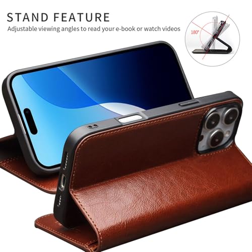 Étui de protection iPhone 16 Pro Max rabat clapet cuir noir