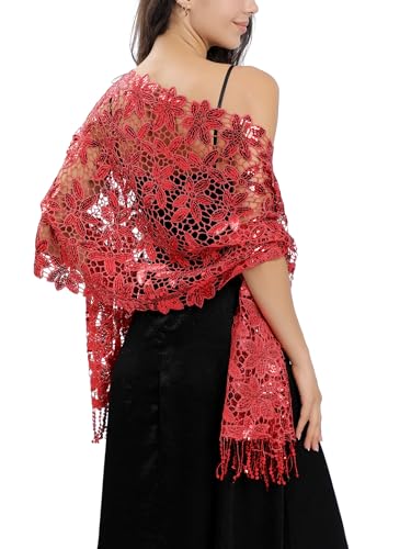 Christmas Gift Winter Sparkle Sequin Tassel Shawls and Wraps for Women Formal Evening Wedding Party Dresses Gowns