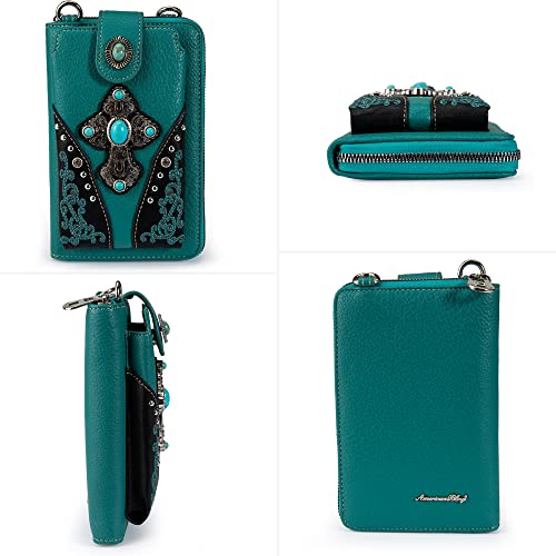 Image of Montana West Western Crossbody Phone Wallet for Women RFID Blocking Wallet Purse with Cash Slots & Zipper Pocket