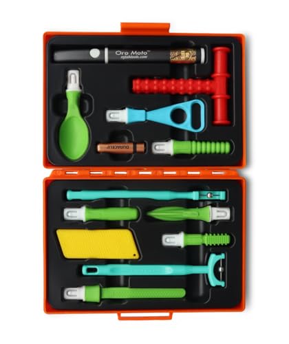 Image of Special Kit - Sensory Integration, Speech & Feeding Therapy Tools | Includes..Oro Moto Vibration brash, Pointer Spoon, Tongue Depressor, Wee Round Tip, Wee Round Textured, Soft Pointer, Uni Tip, Talk-Seal, Tongue Lateralization, Lip Seal, Chewy Tube Red Pack of 1 Kit
