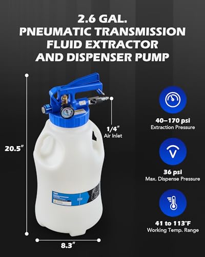 Orion Motor Tech FBA-BBTC004N1 Oil Extractor Pump And Dispenser Tool Kit, 10L Pneumatic Transmission Fluid Bleeder Set thumb #4