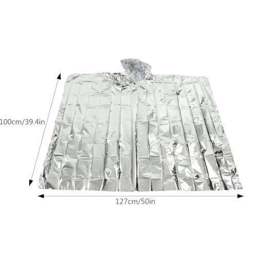 Image of Tiiyee Emergency Blanket, Mylar Thermal Blanket Emergency Silver Foil Rain Poncho with Hood for Outdoors Travel Hiking Camping Body Warmer First Aid Metallized Covering Sheet Survival Rescue Gear