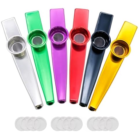 Fansjoy 6 Pack Colourful Metal Kazoos Cover